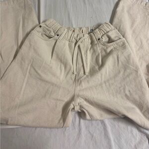 Zara beige tie-up wide leg trousers